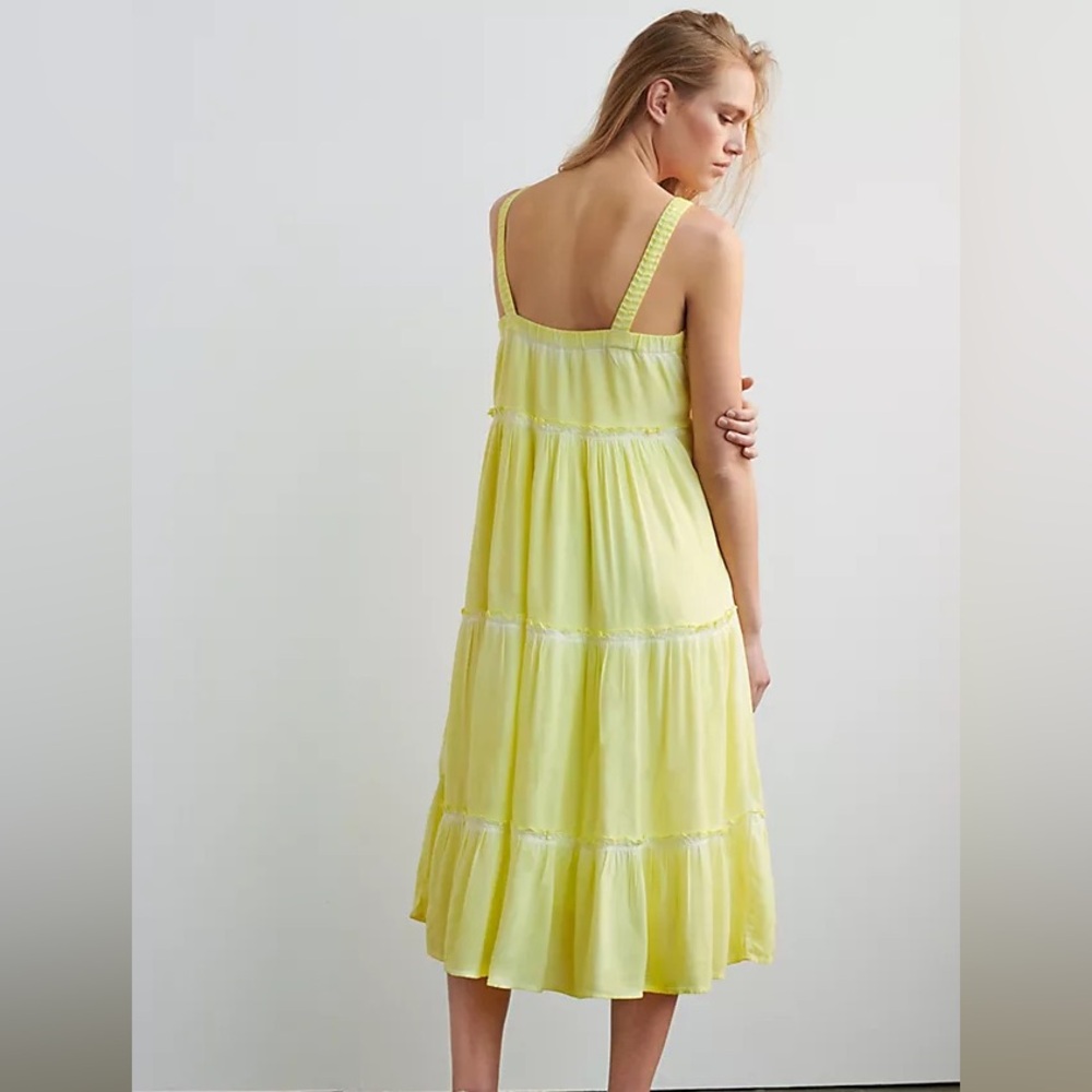 Anthropologie Yellow Smocked Tiered Sundress